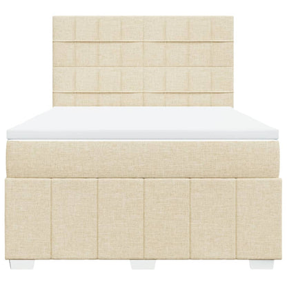 Box Spring Postel S Matrací Krémová 140X200 Cm Textil