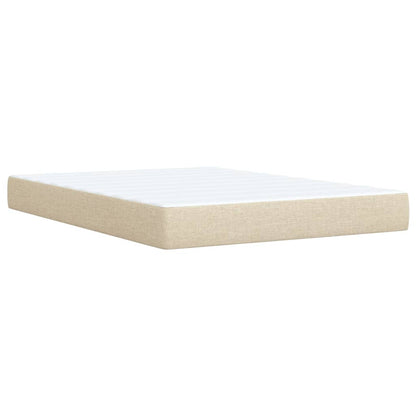 Box Spring Postel S Matrací Krémová 140X200 Cm Textil
