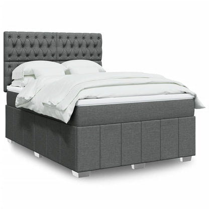 Box Spring Postel S Matrací Tmavě Šedá 140X200 Cm Textil