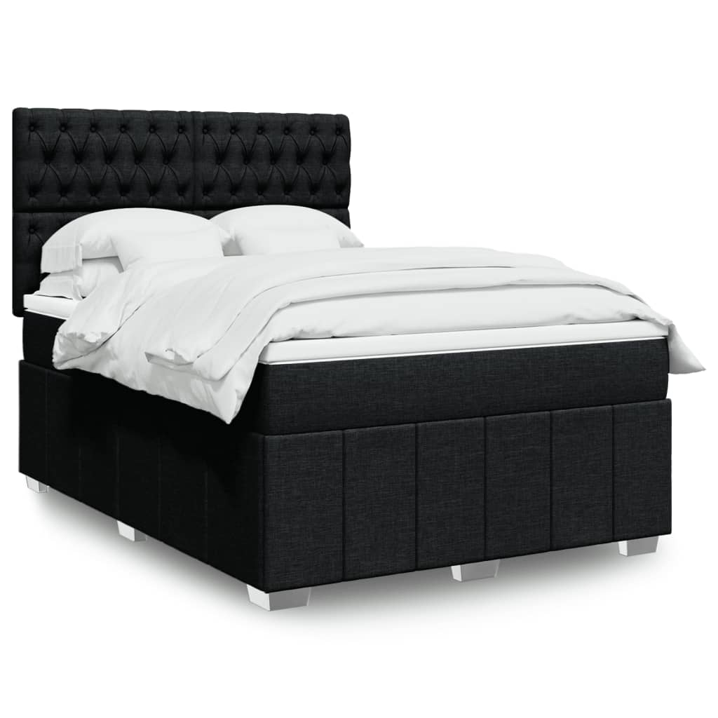 Box Spring Postel S Matrací Černá Textil Černá