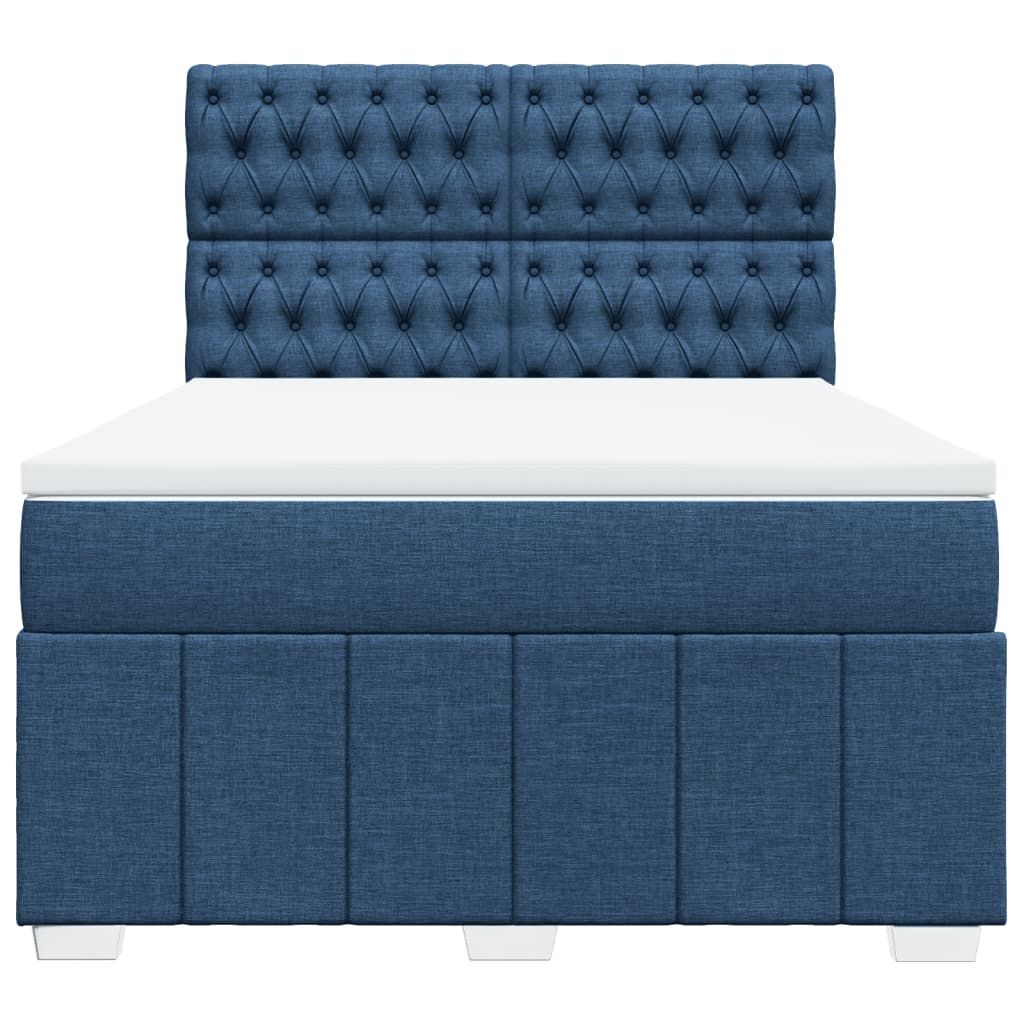 Box Spring Postel S Matrací Modrá 140X200 Cm Textil