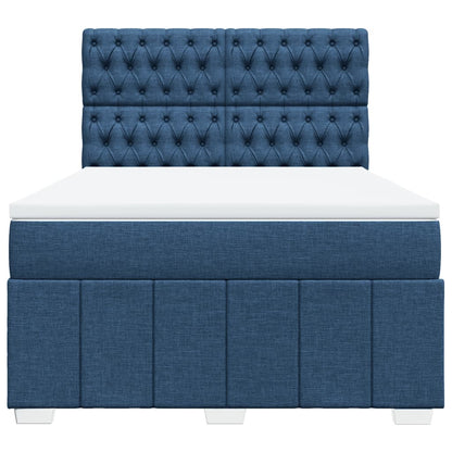 Box Spring Postel S Matrací Modrá 140X200 Cm Textil
