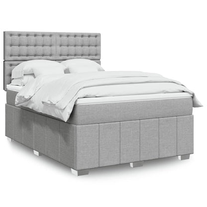 Box Spring Postel S Matrací Textil Světle Šedá