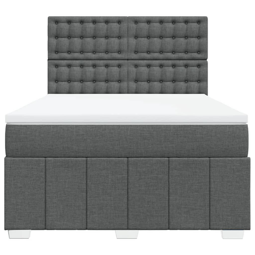 Box Spring Postel S Matrací Tmavě Šedá 140X200 Cm Textil