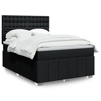 Box Spring Postel S Matrací Černá Textil Černá