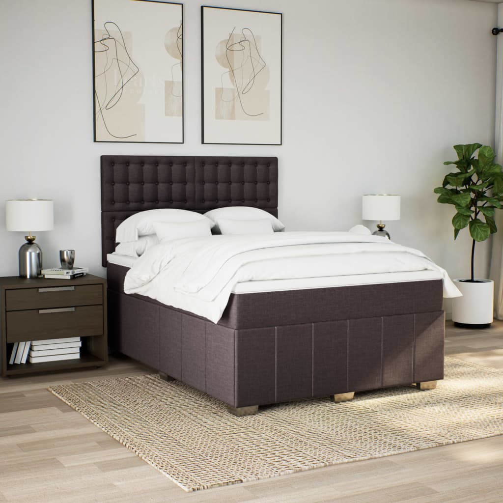 Box Spring Postel S Matrací Tmavě Hnědá 140X200 Cm Textil