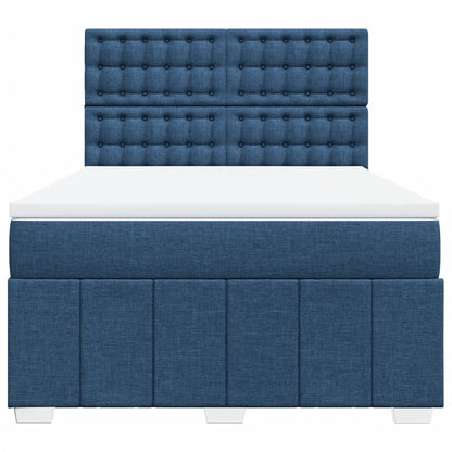 Box Spring Postel S Matrací Modrá 140X200 Cm Textil