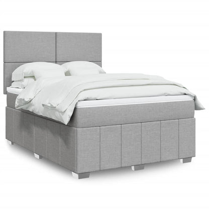 Box Spring Postel S Matrací Textil Světle Šedá