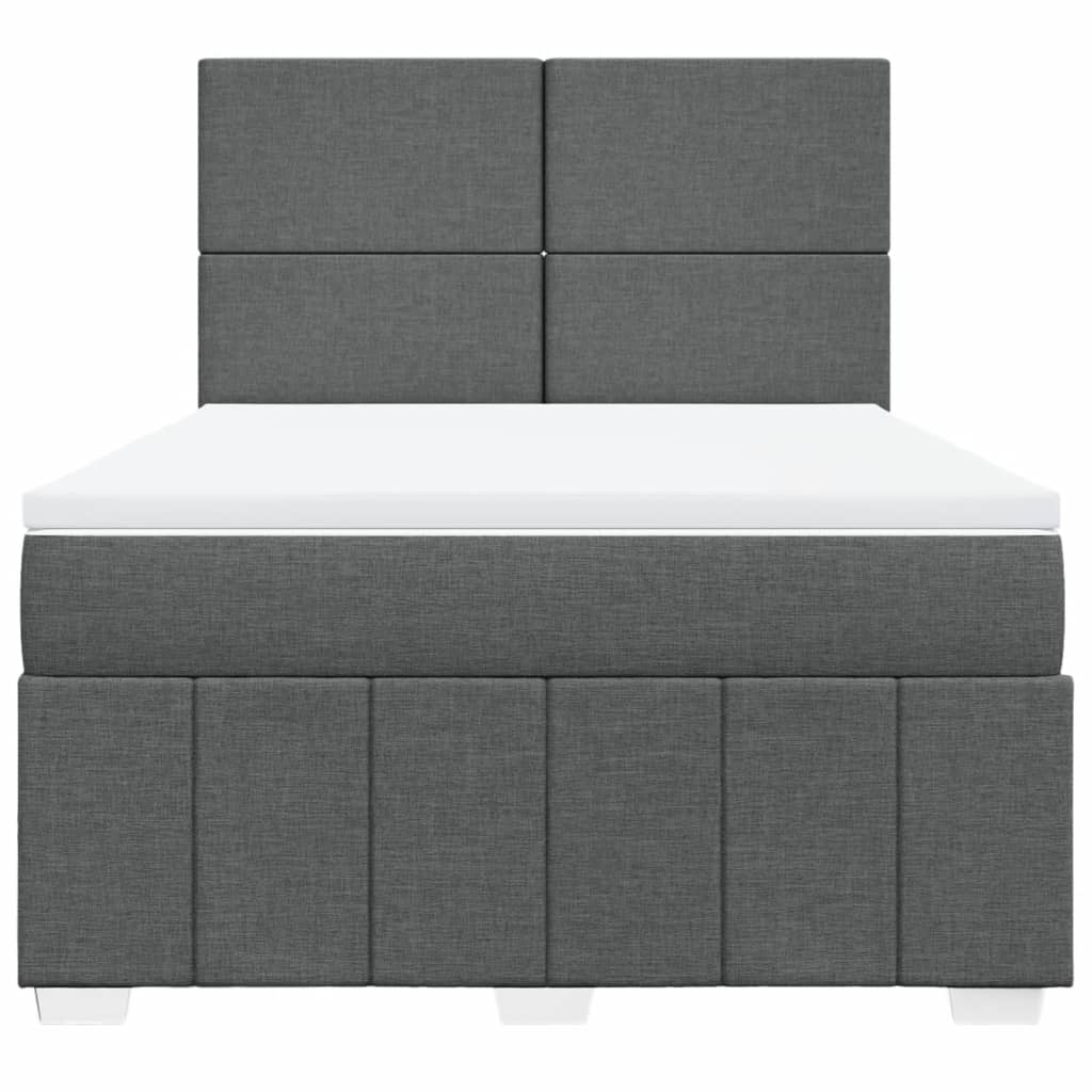 Box Spring Postel S Matrací Tmavě Šedá 160X200 Cm Textil