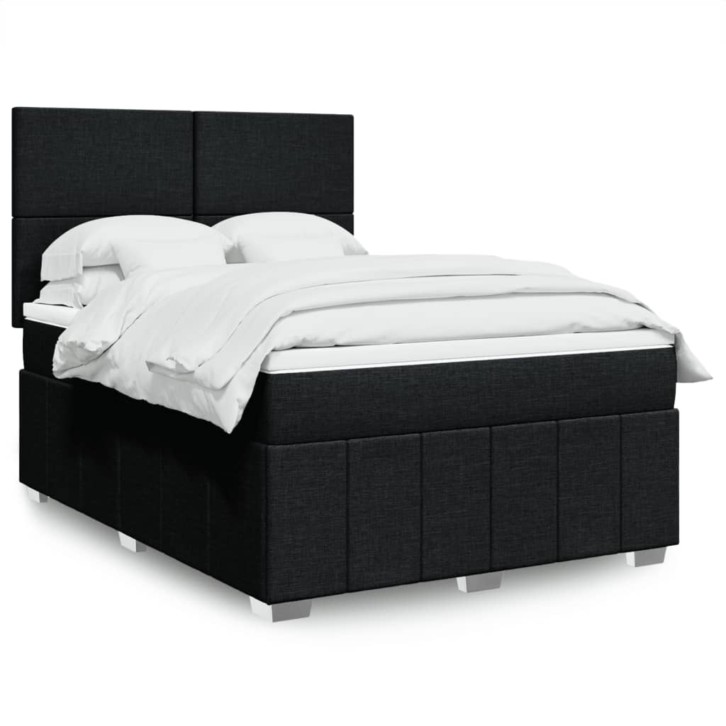 Box Spring Postel S Matrací Černá Textil Černá