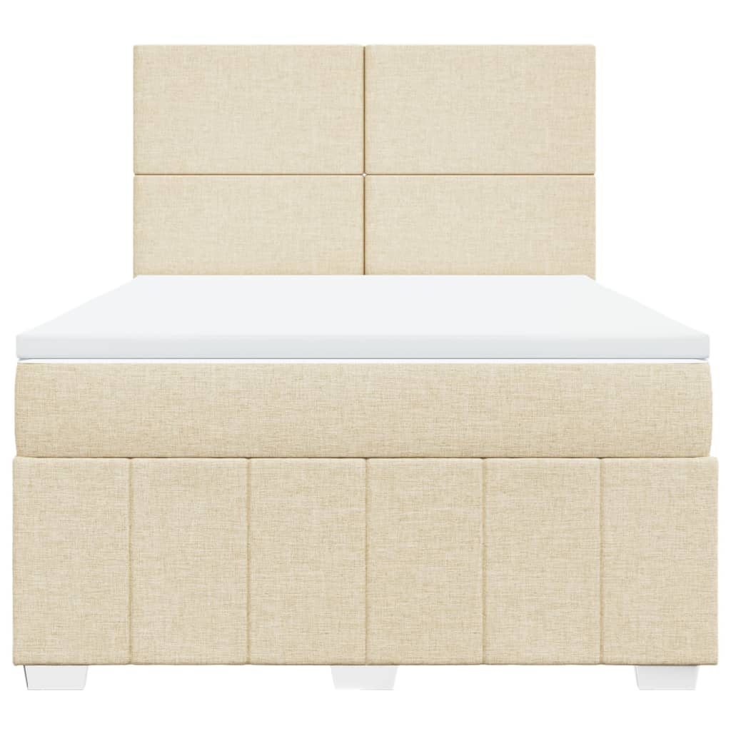 Box Spring Postel S Matrací Krémová 160X200 Cm Textil