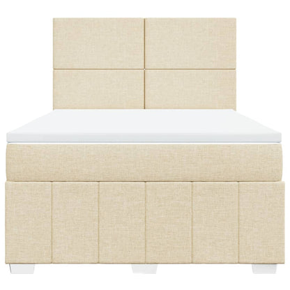 Box Spring Postel S Matrací Krémová 160X200 Cm Textil
