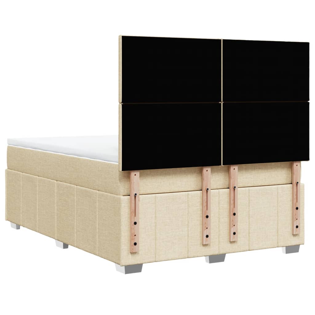 Box Spring Postel S Matrací Krémová 160X200 Cm Textil