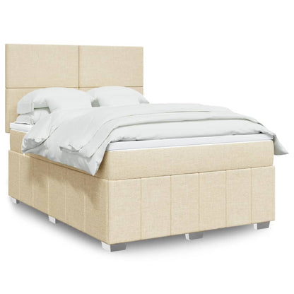 Box Spring Postel S Matrací Krémová 160X200 Cm Textil