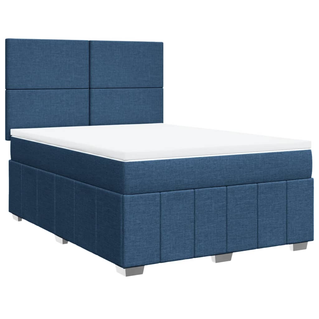 Box Spring Postel S Matrací Modrá 160X200 Cm Textil