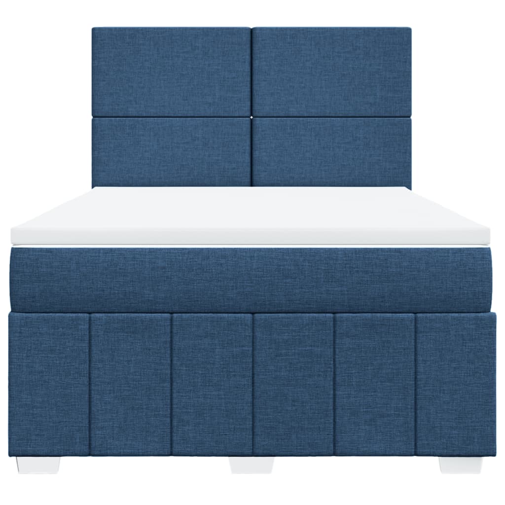 Box Spring Postel S Matrací Modrá 160X200 Cm Textil