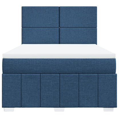 Box Spring Postel S Matrací Modrá 160X200 Cm Textil