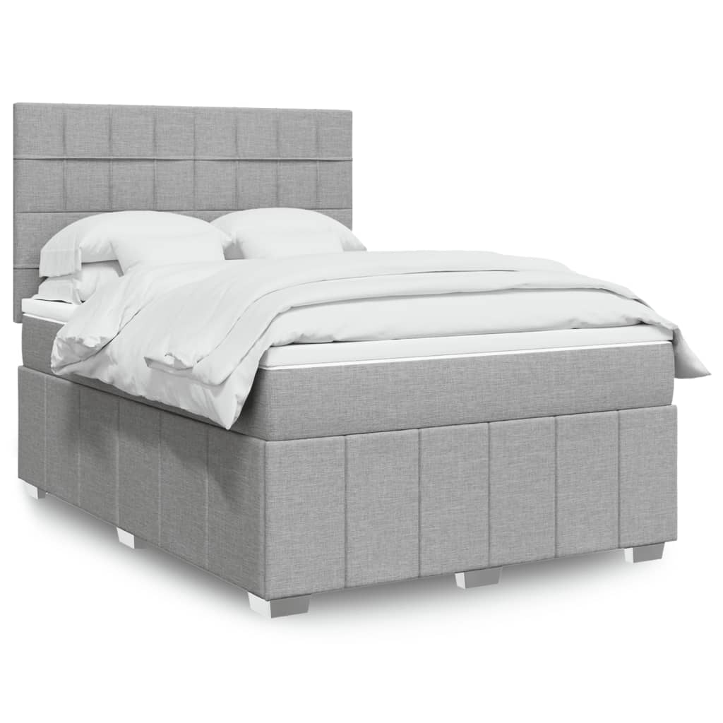 Box Spring Postel S Matrací Textil Světle Šedá