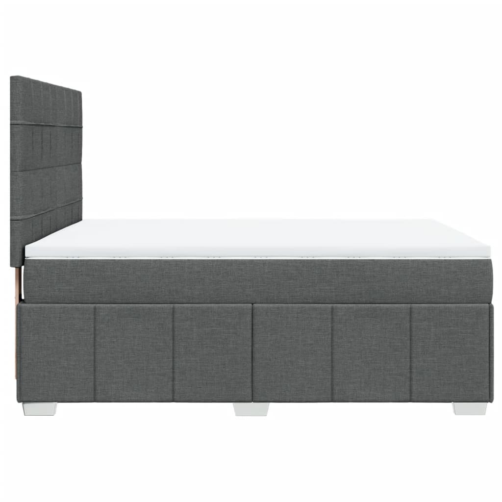 Box Spring Postel S Matrací Tmavě Šedá 160X200 Cm Textil