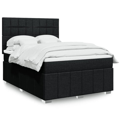 Box Spring Postel S Matrací Černá Textil Černá