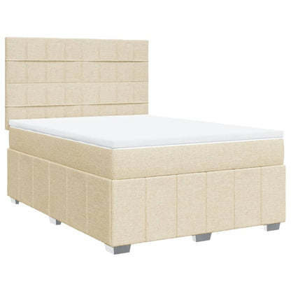 Box Spring Postel S Matrací Krémová 160X200 Cm Textil