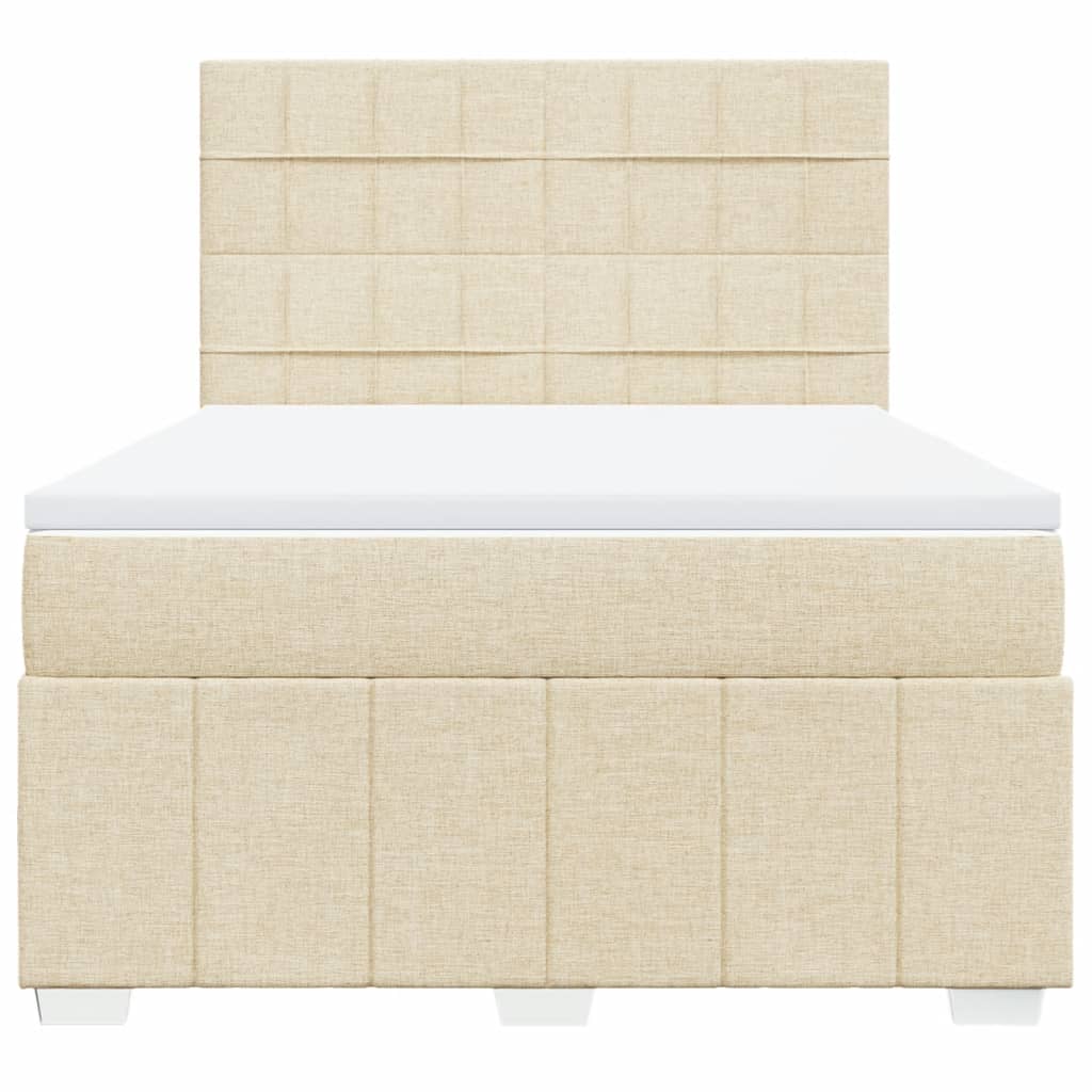 Box Spring Postel S Matrací Krémová 160X200 Cm Textil