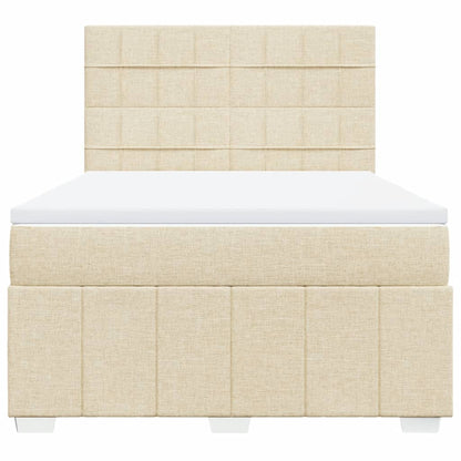 Box Spring Postel S Matrací Krémová 160X200 Cm Textil