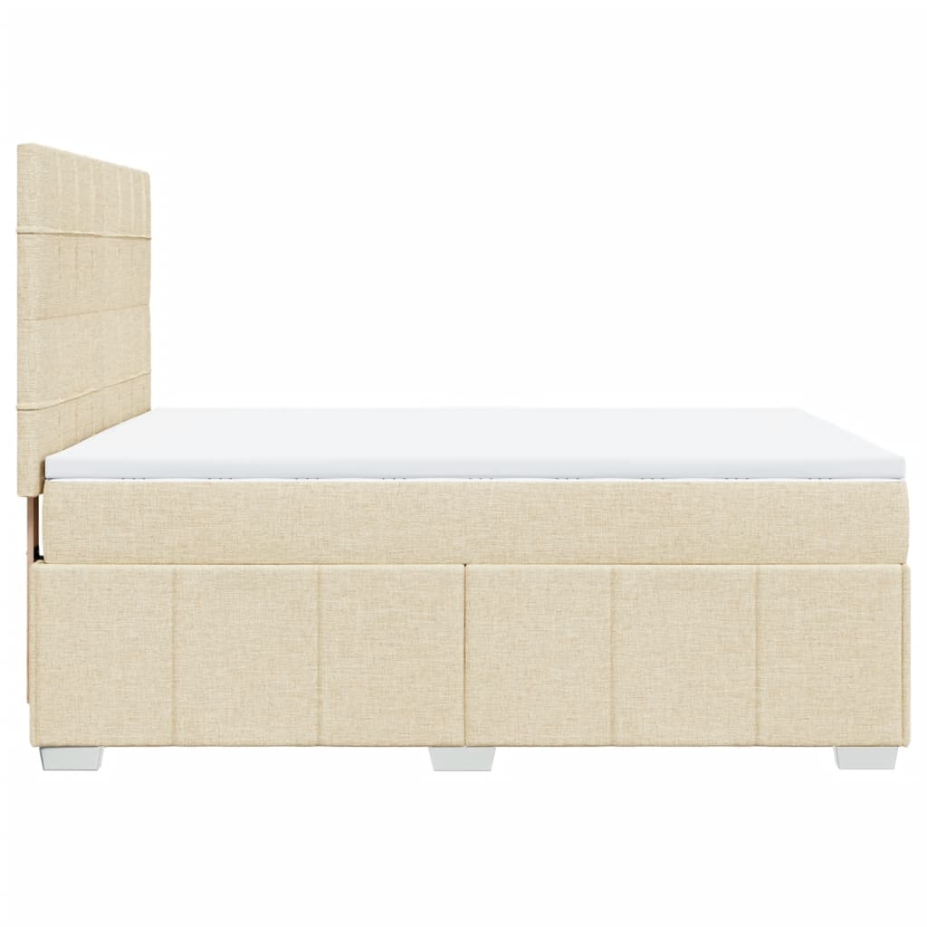 Box Spring Postel S Matrací Krémová 160X200 Cm Textil