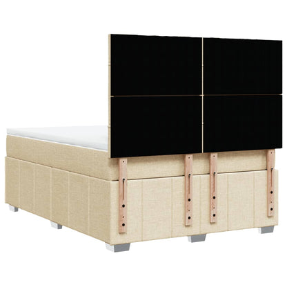 Box Spring Postel S Matrací Krémová 160X200 Cm Textil