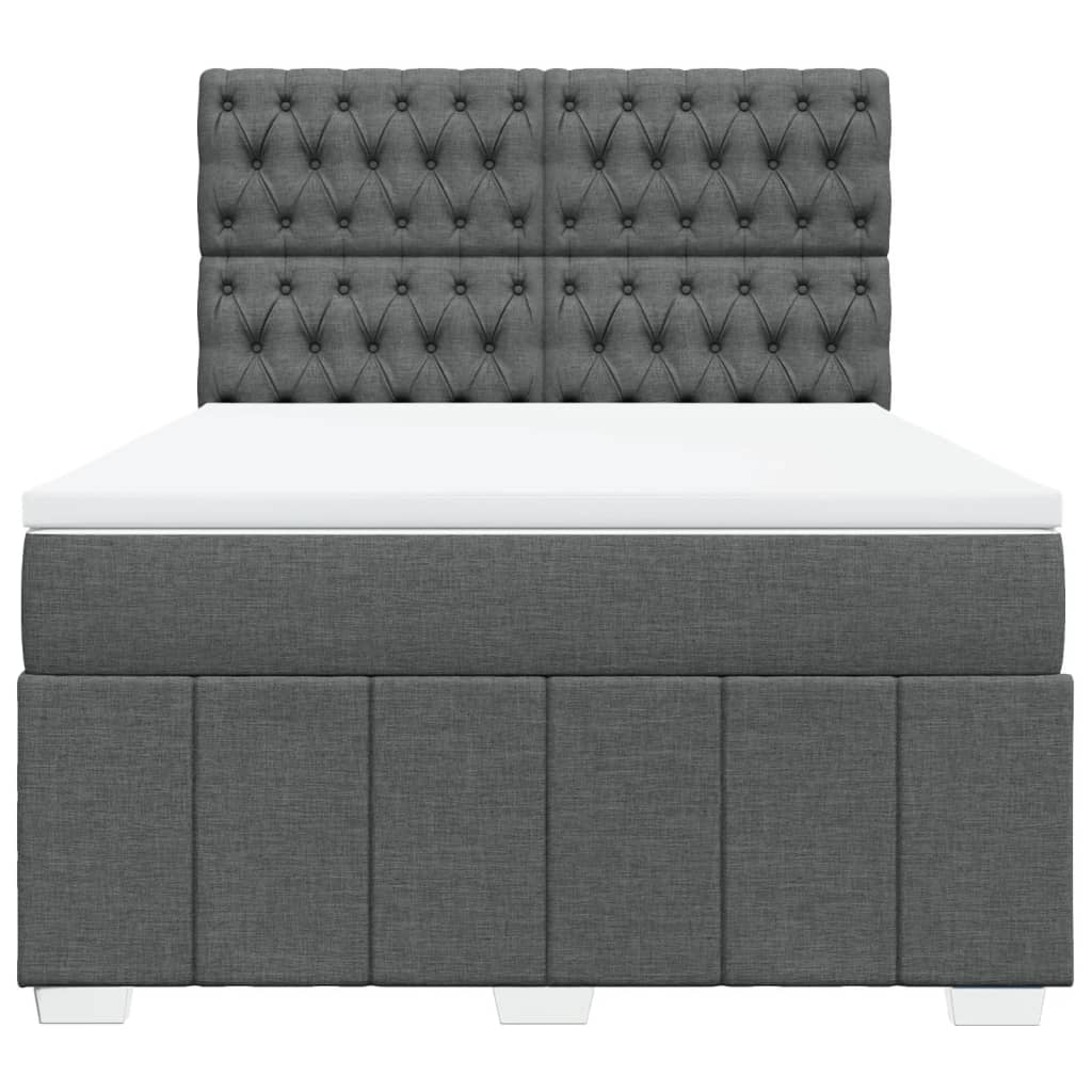 Box Spring Postel S Matrací Tmavě Šedá 160X200 Cm Textil