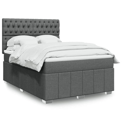 Box Spring Postel S Matrací Tmavě Šedá 160X200 Cm Textil