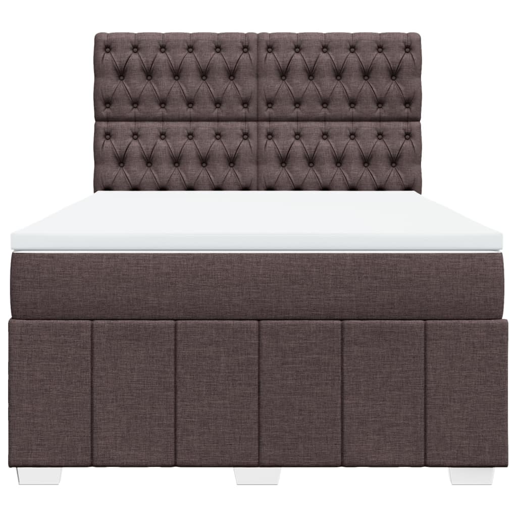 Box Spring Postel S Matrací Tmavě Hnědá 160X200 Cm Textil