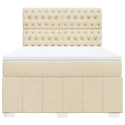Box Spring Postel S Matrací Krémová 160X200 Cm Textil