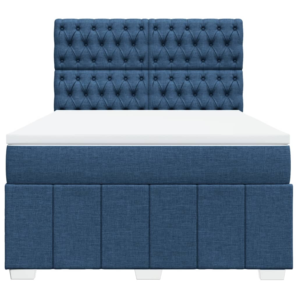 Box Spring Postel S Matrací Modrá 160X200 Cm Textil