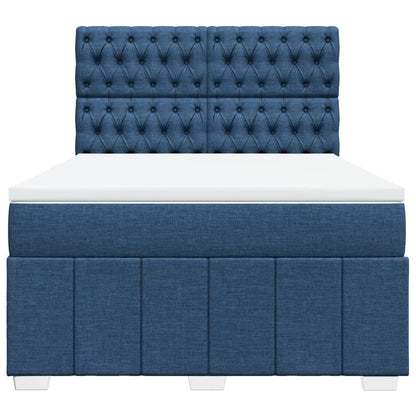 Box Spring Postel S Matrací Modrá 160X200 Cm Textil