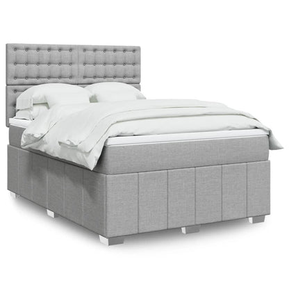 Box Spring Postel S Matrací Textil Světle Šedá