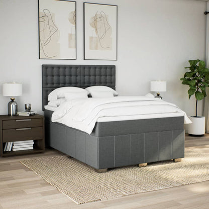 Box Spring Postel S Matrací Tmavě Šedá 160X200 Cm Textil
