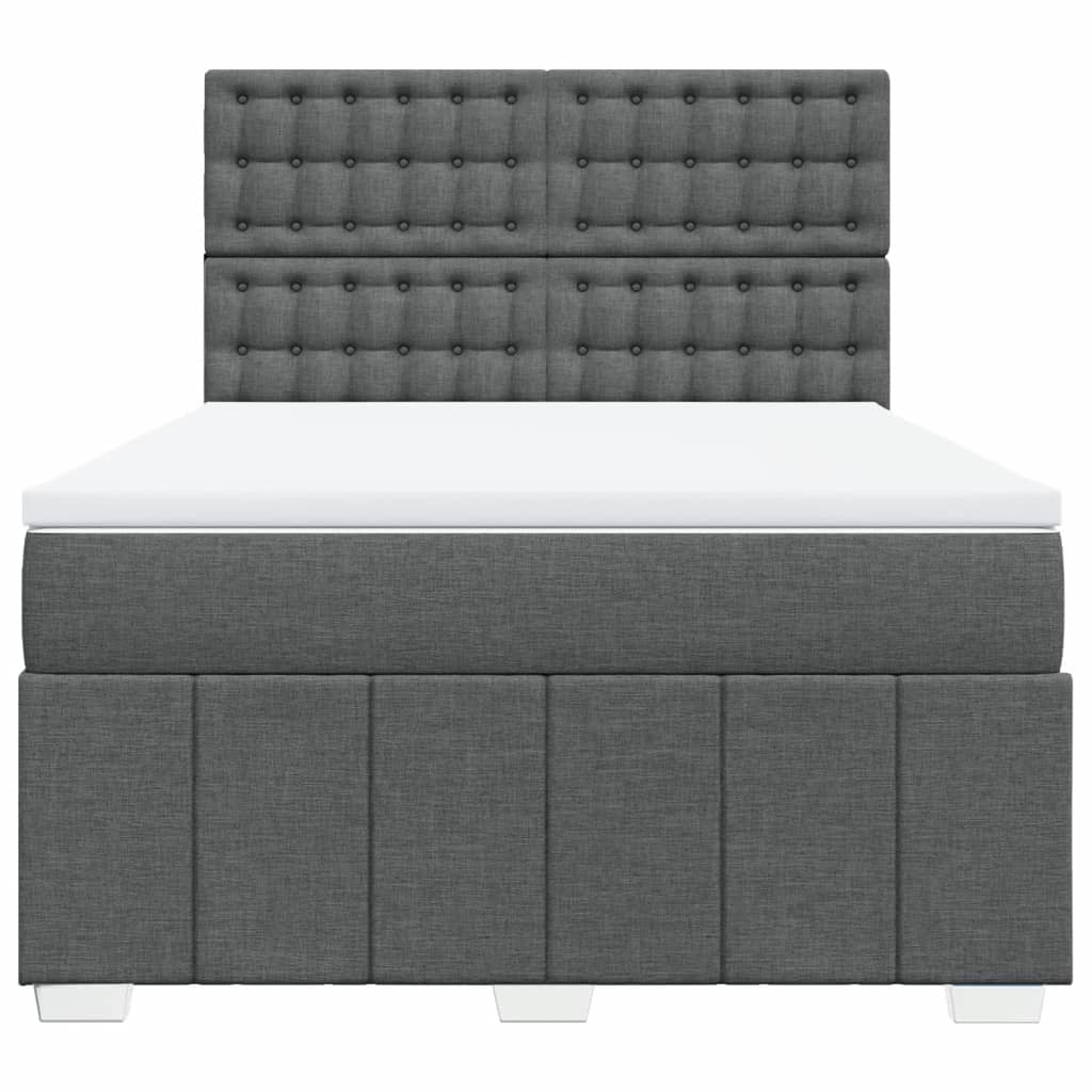 Box Spring Postel S Matrací Tmavě Šedá 160X200 Cm Textil