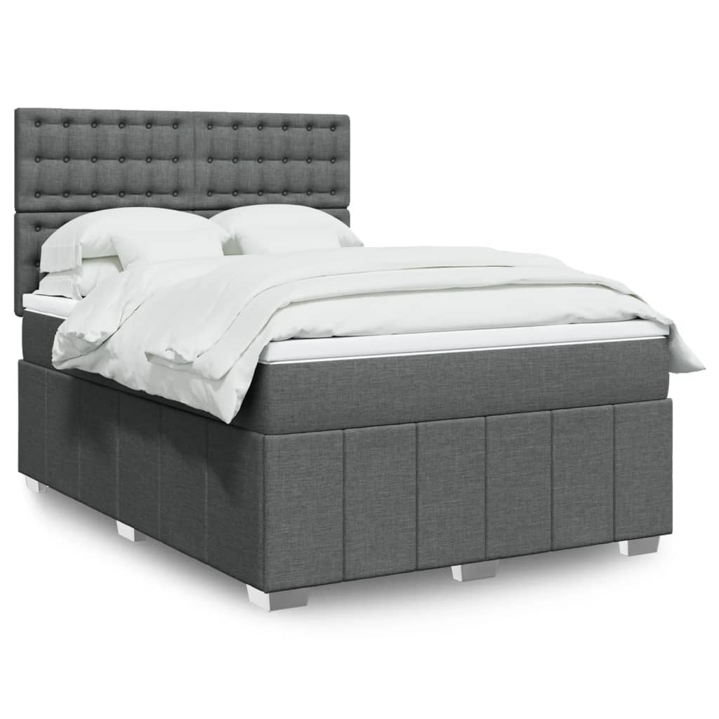 Box Spring Postel S Matrací Tmavě Šedá 160X200 Cm Textil