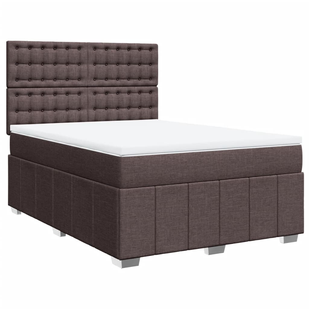 Box Spring Postel S Matrací Tmavě Hnědá 160X200 Cm Textil