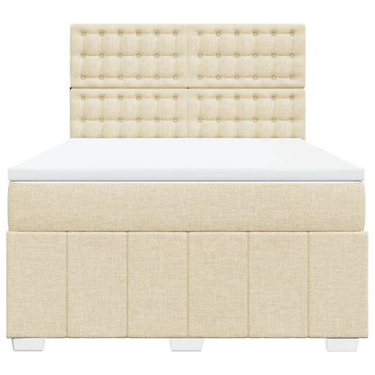 Box Spring Postel S Matrací Krémová 160X200 Cm Textil