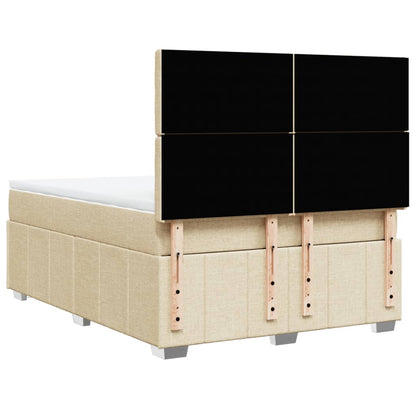 Box Spring Postel S Matrací Krémová 160X200 Cm Textil