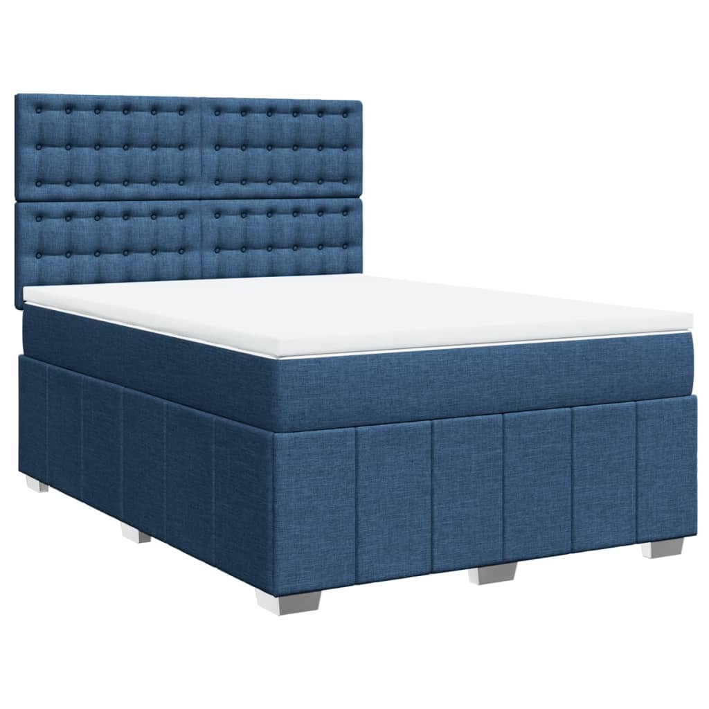 Box Spring Postel S Matrací Modrá 160X200 Cm Textil
