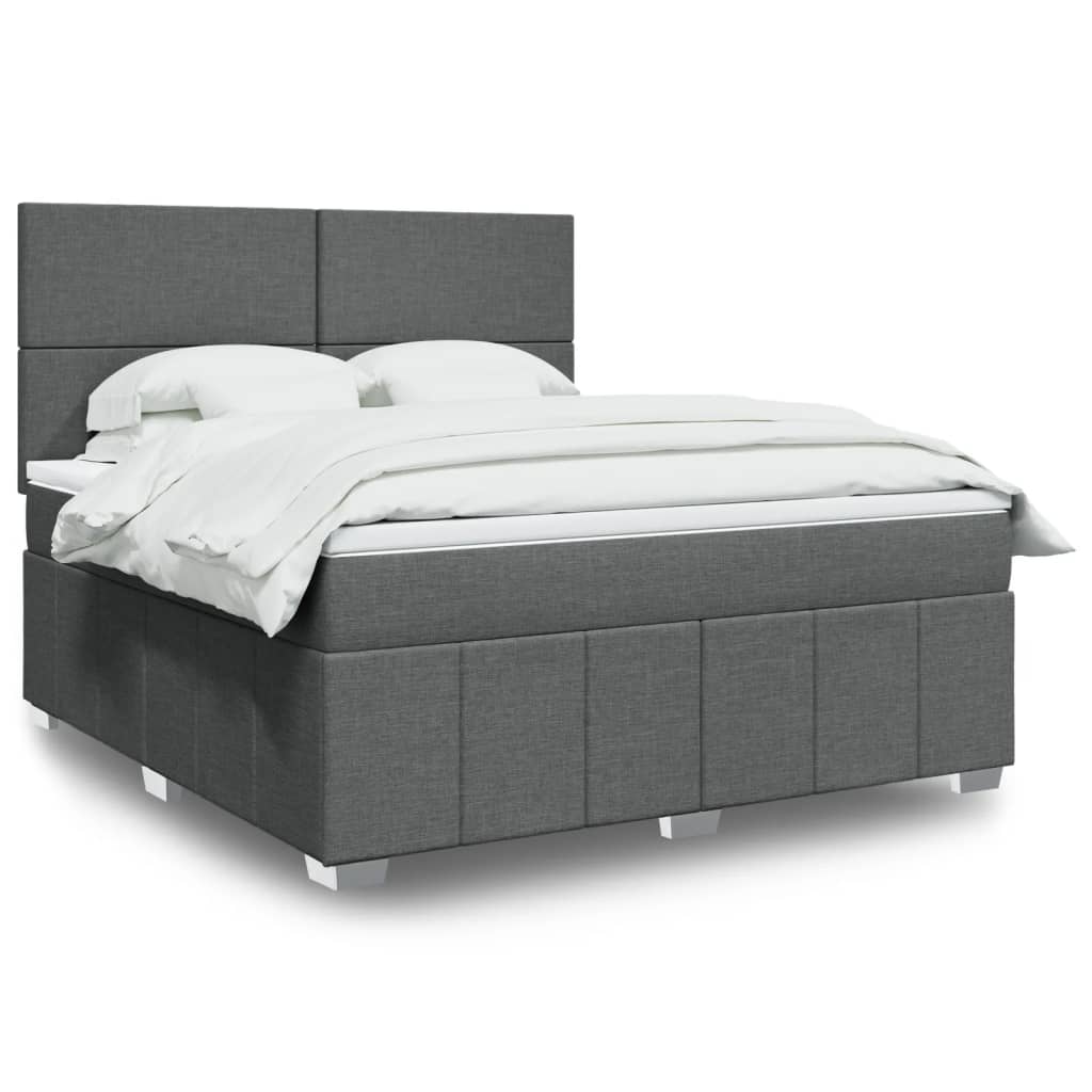 Box Spring Postel S Matrací Tmavě Šedá 180X200 Cm Textil