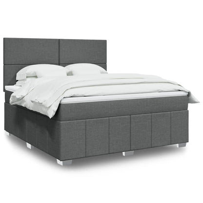 Box Spring Postel S Matrací Tmavě Šedá 180X200 Cm Textil