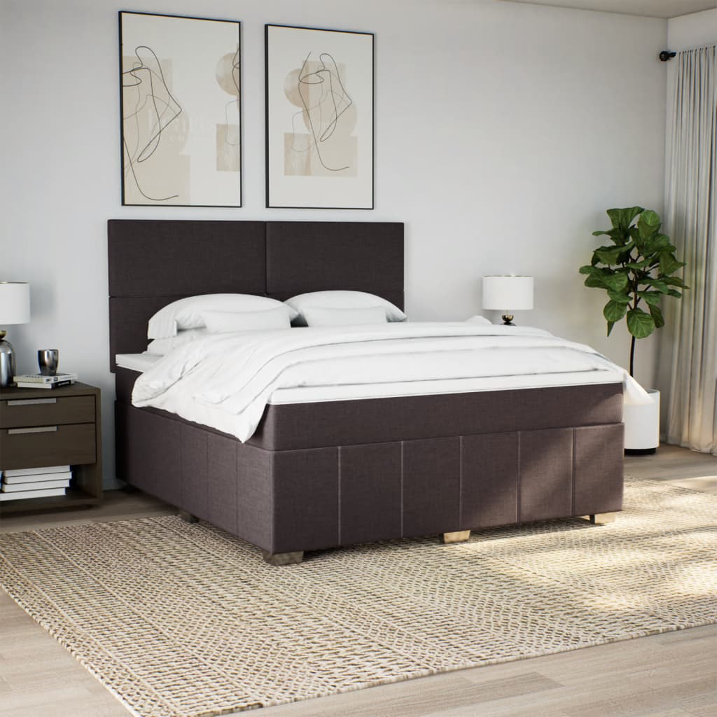 Box Spring Postel S Matrací Tmavě Hnědá 180X200 Cm Textil