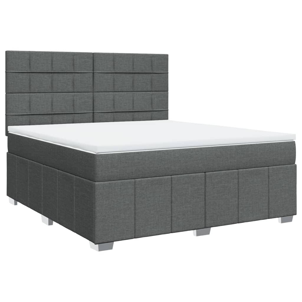 Box Spring Postel S Matrací Tmavě Šedá 180X200 Cm Textil