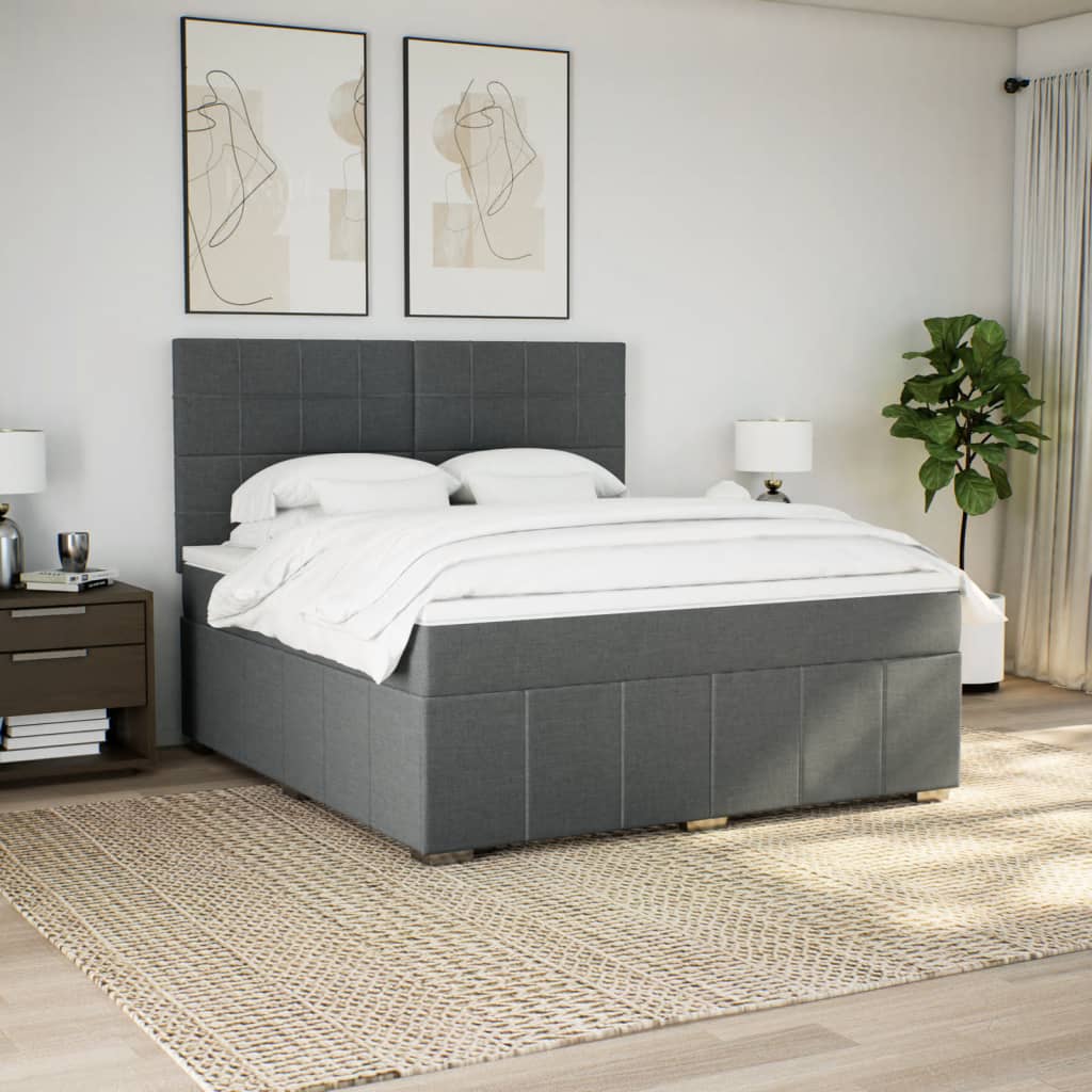 Box Spring Postel S Matrací Tmavě Šedá 180X200 Cm Textil