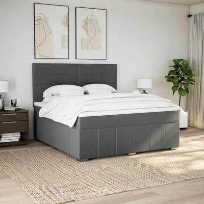 Box Spring Postel S Matrací Tmavě Šedá 180X200 Cm Textil