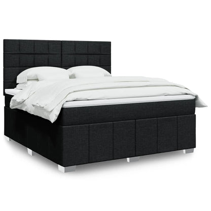 Box Spring Postel S Matrací Černá Textil Černá